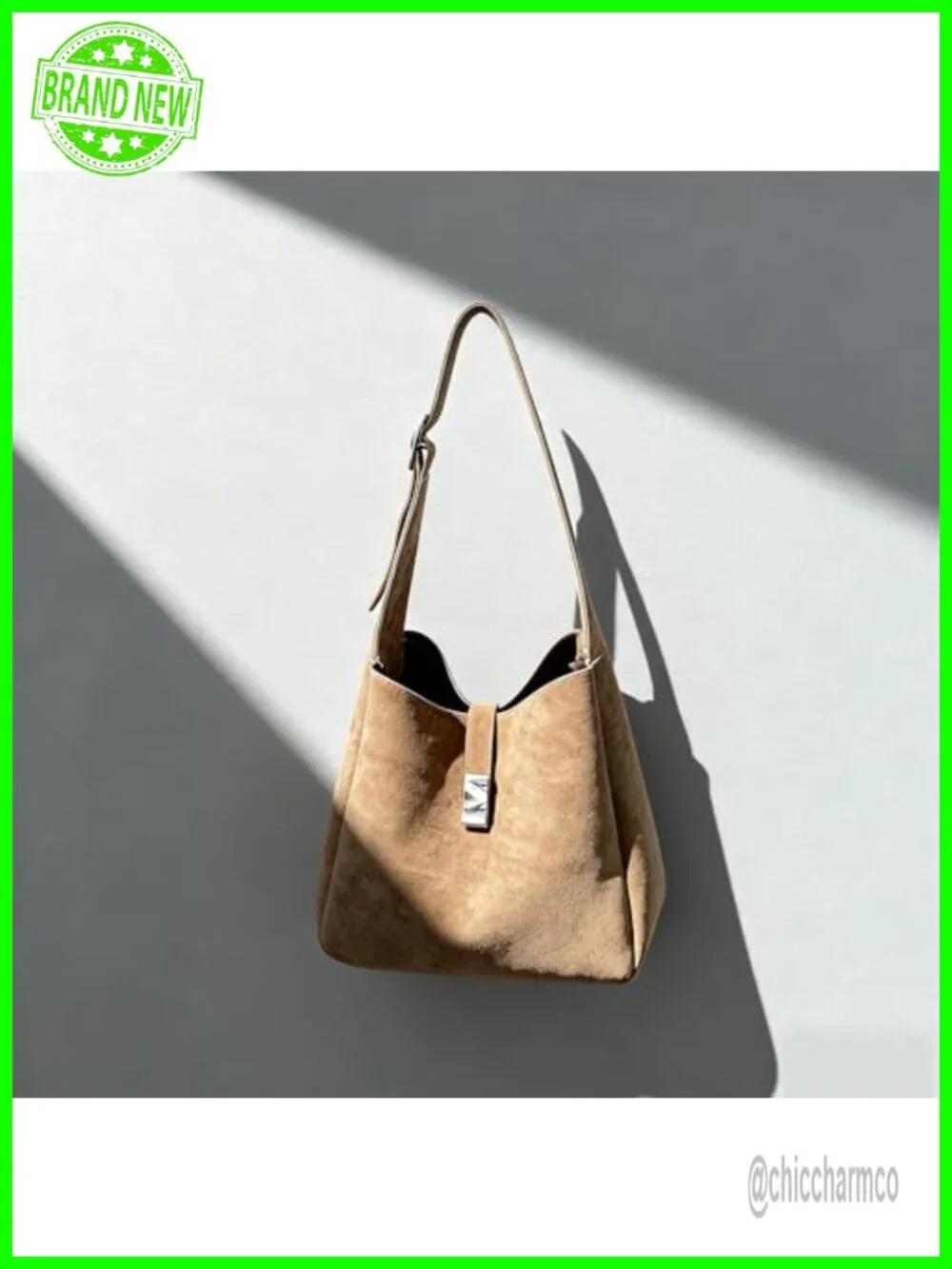 Vintage Suede Slouchy Hobo Bag with Zippered Pouch